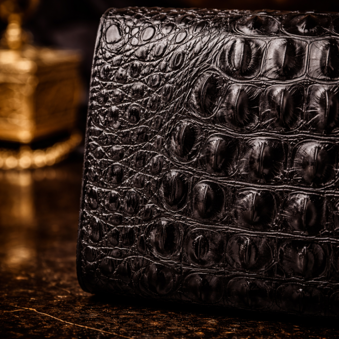 Croc-Textured Luxury Wallet