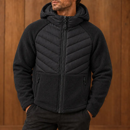 Mixed-Panel Hooded Jacket