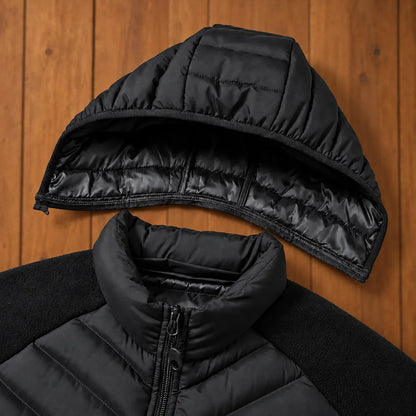 Mixed-Panel Hooded Jacket
