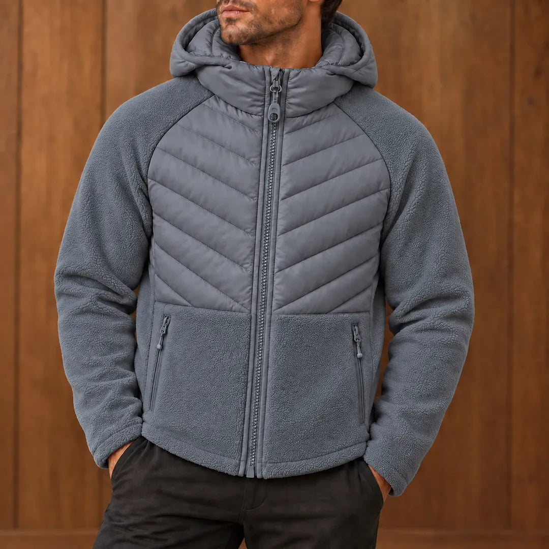 Mixed-Panel Hooded Jacket