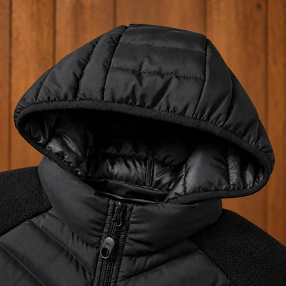 Mixed-Panel Hooded Jacket