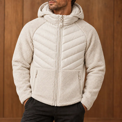 Mixed-Panel Hooded Jacket
