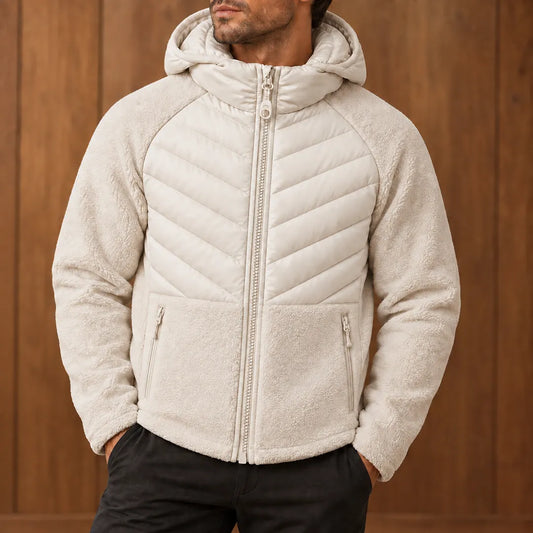 Mixed-Panel Hooded Jacket