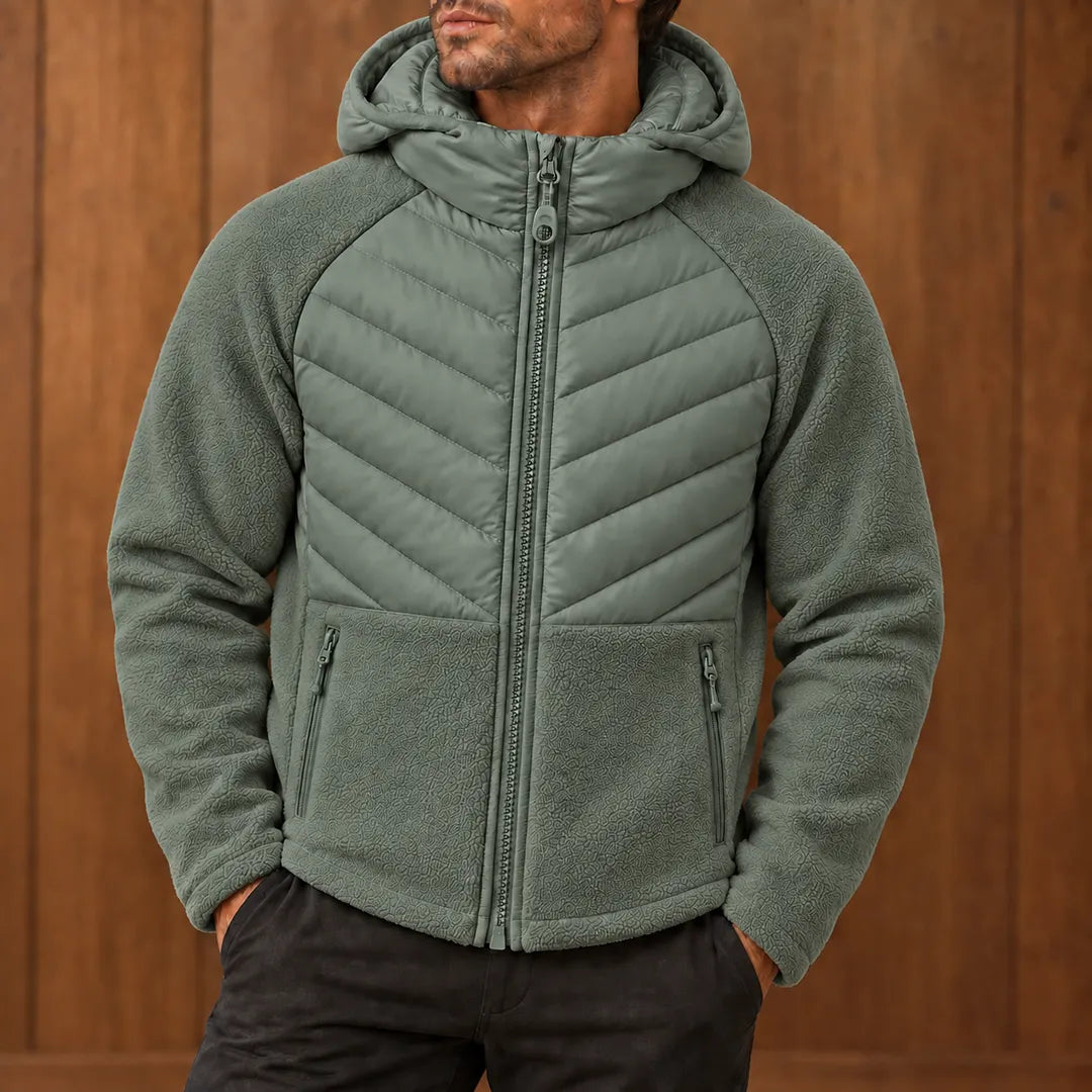 Mixed-Panel Hooded Jacket