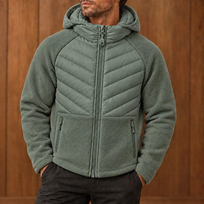 Mixed-Panel Hooded Jacket