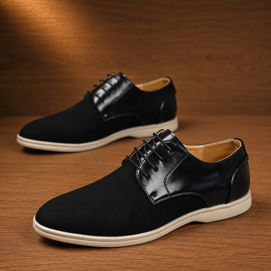 Mixed-Texture Derby Shoes