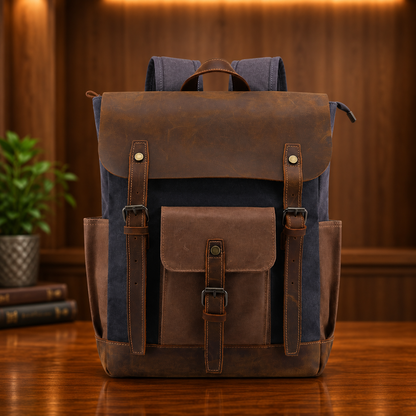 Vintage Leather Travel Backpack