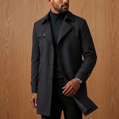 Notched-Lapel Long Coat