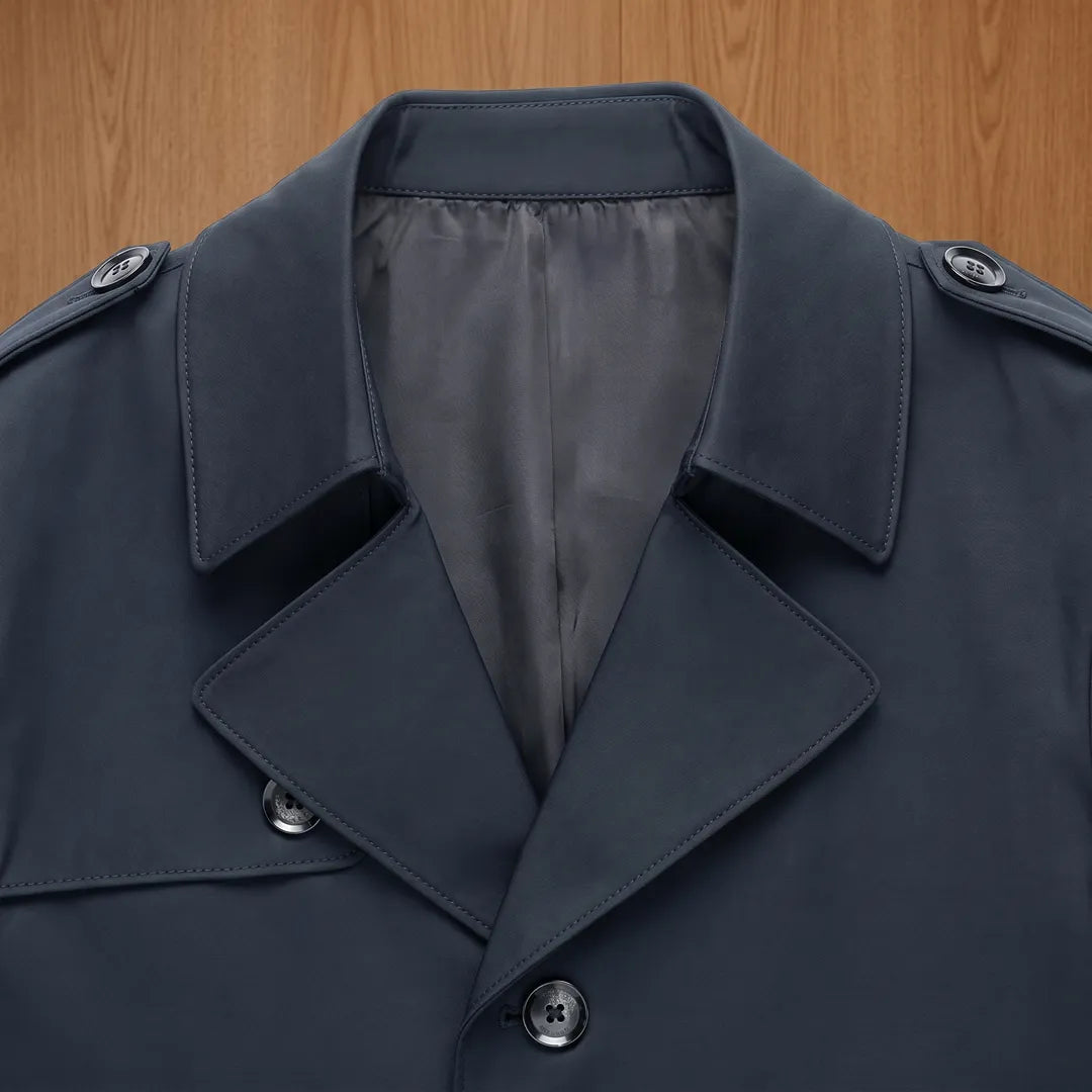 Notched-Lapel Long Coat