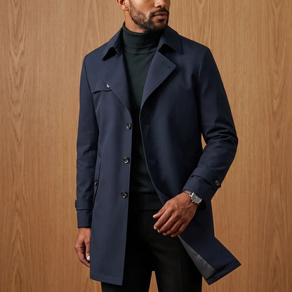 Notched-Lapel Long Coat