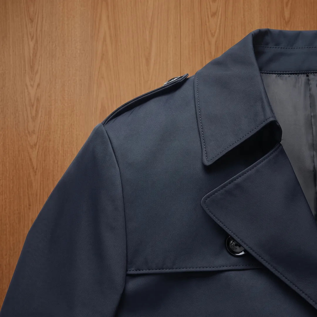 Notched-Lapel Long Coat