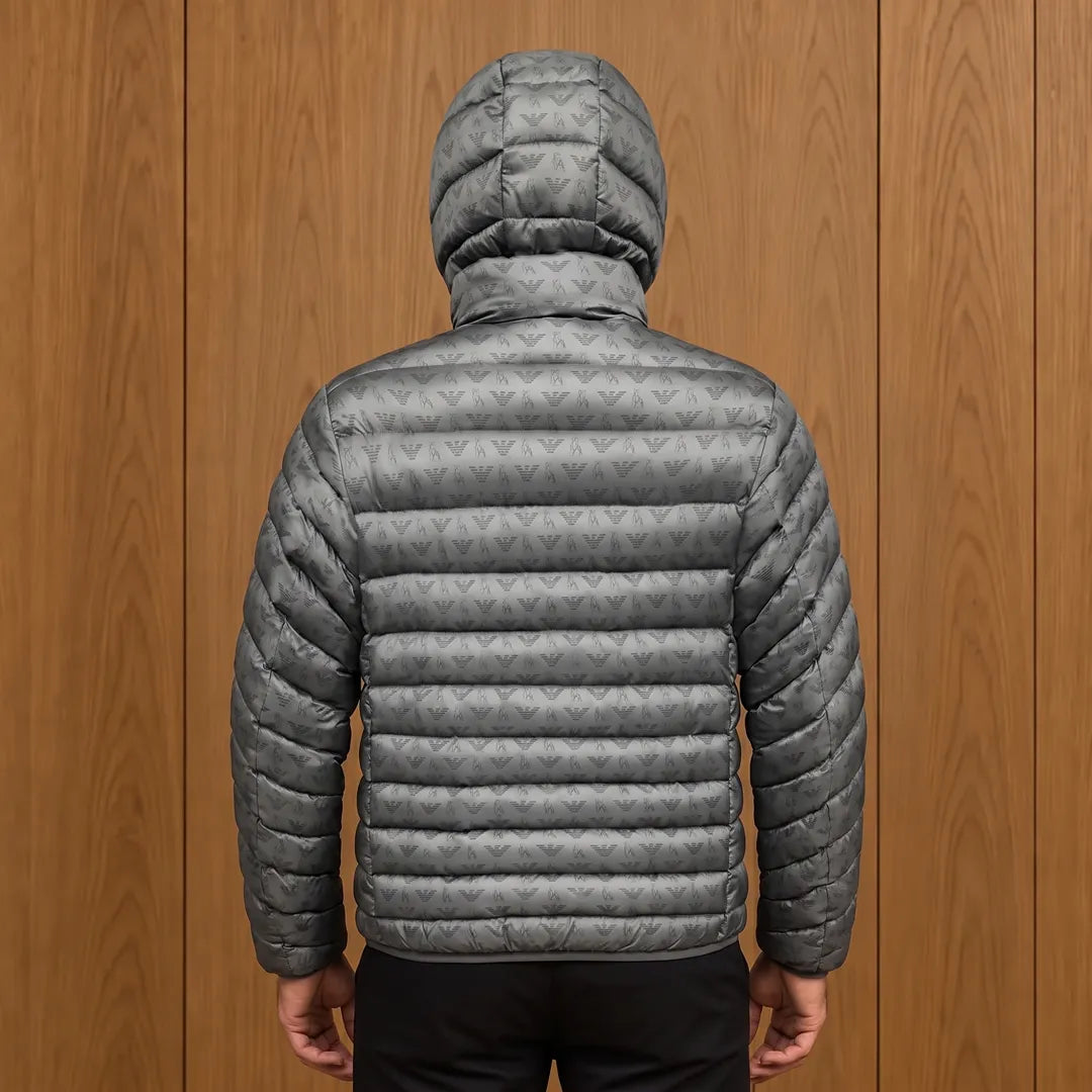 Patterned Hooded Puffer Jacket
