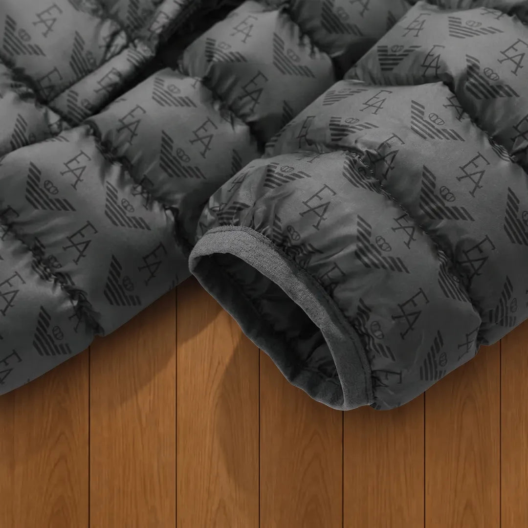 Patterned Hooded Puffer Jacket
