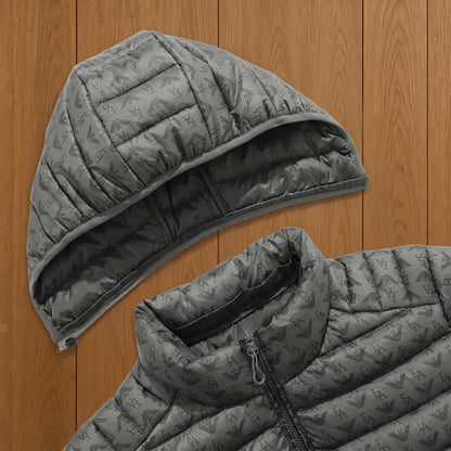 Patterned Hooded Puffer Jacket