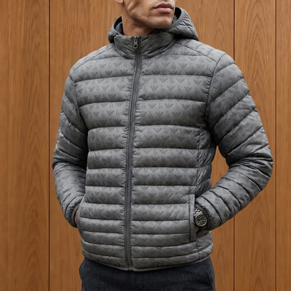 Patterned Hooded Puffer Jacket