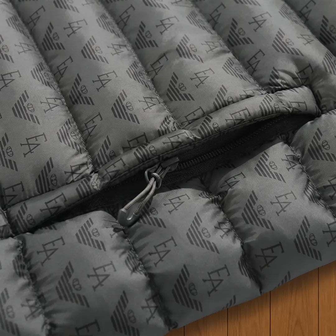 Patterned Hooded Puffer Jacket