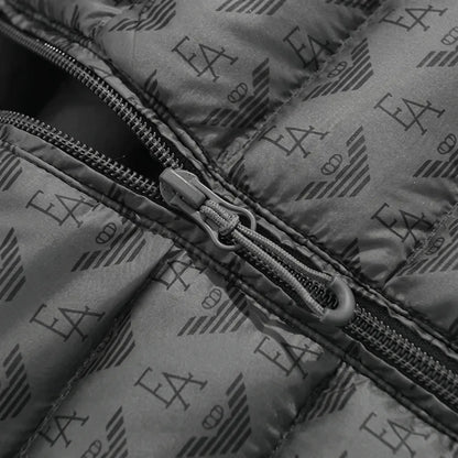 Patterned Hooded Puffer Jacket