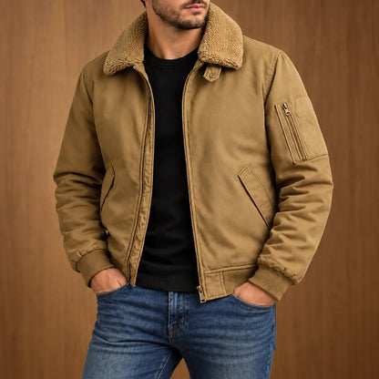 Plush Collar Bomber Jacket
