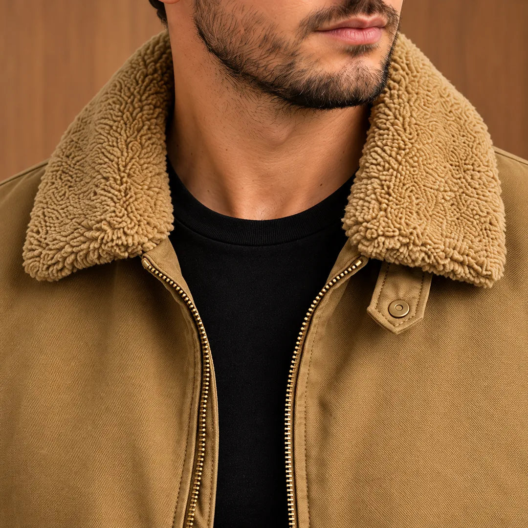 Plush Collar Bomber Jacket