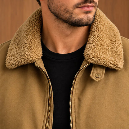 Plush Collar Bomber Jacket