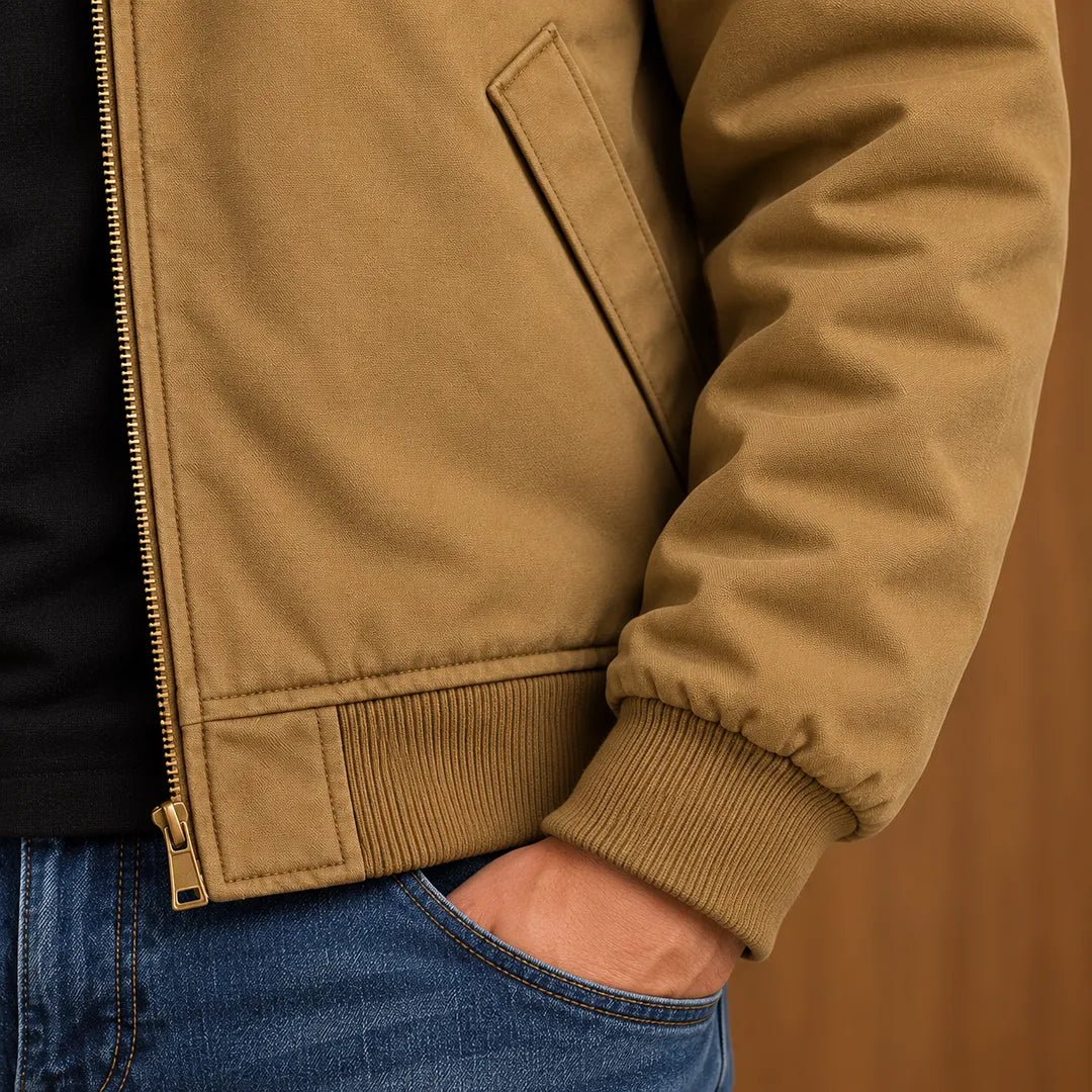 Plush Collar Bomber Jacket