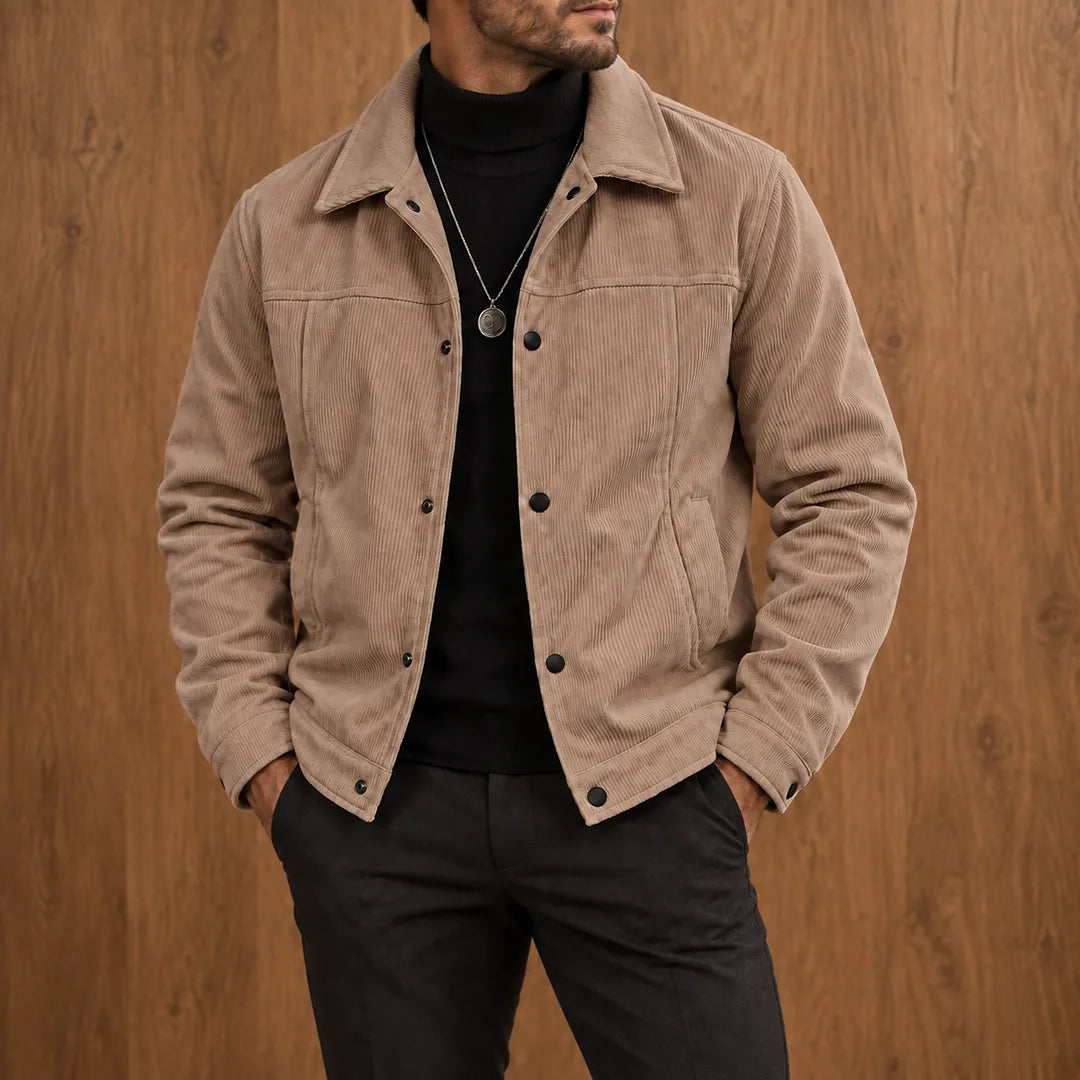 Ribbed Snap Casual Jacket