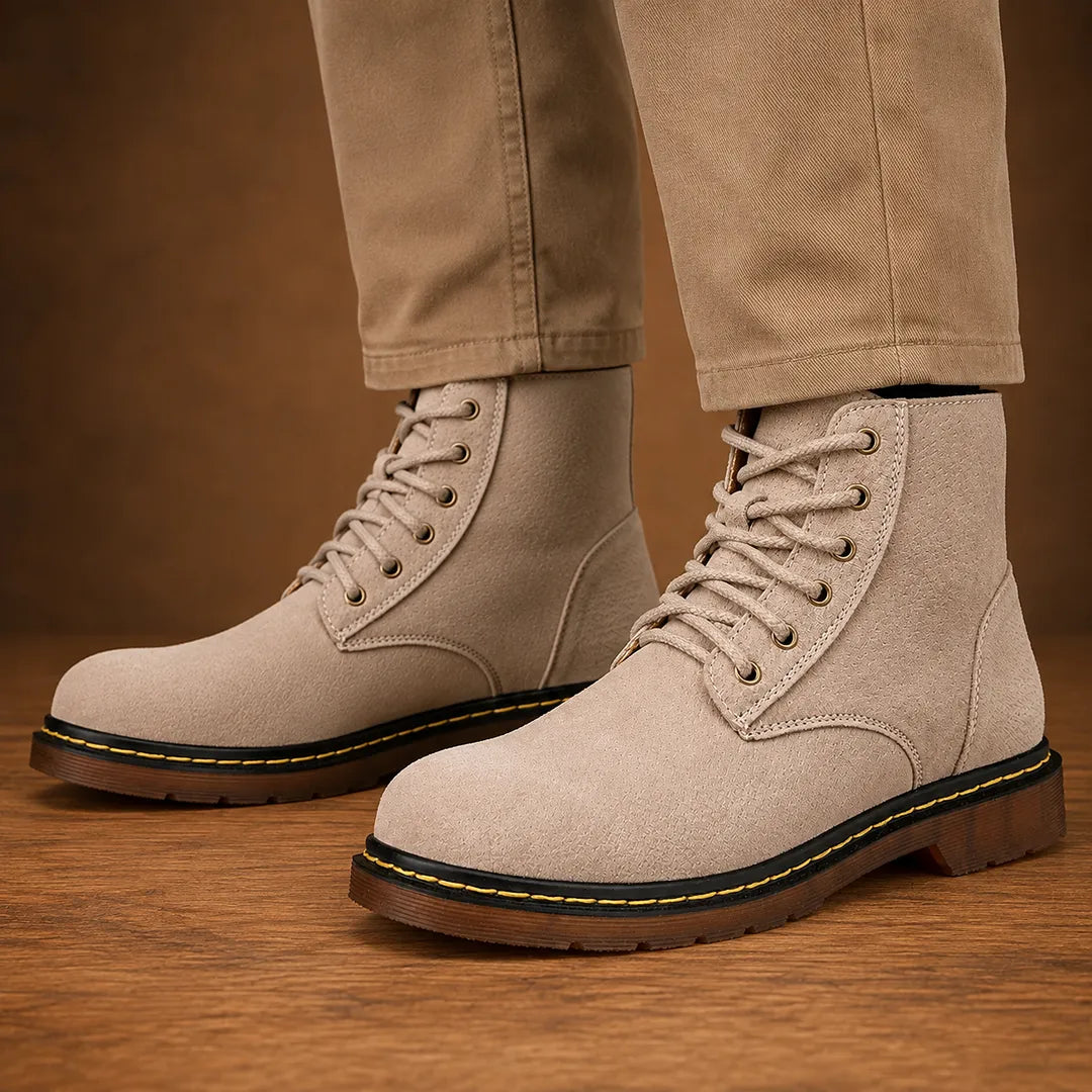 Stitched Lace-Up Boots