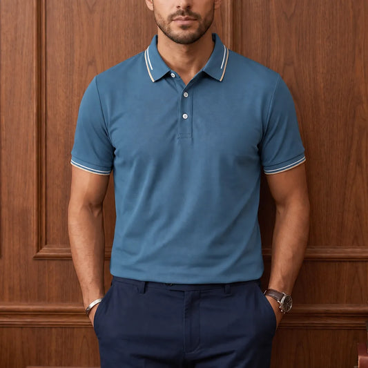 Striped Collar Polo Shirt