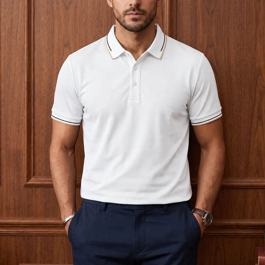 Striped Collar Polo Shirt