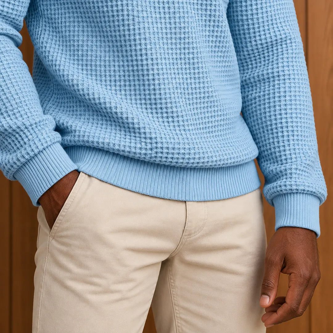 Textured Contrast Collar Pullover