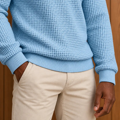 Textured Contrast Collar Pullover