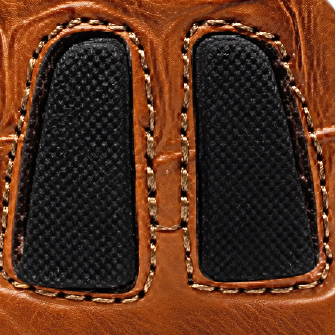 Textured Gold Accent Loafers