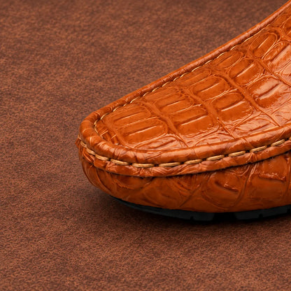 Textured Gold Accent Loafers