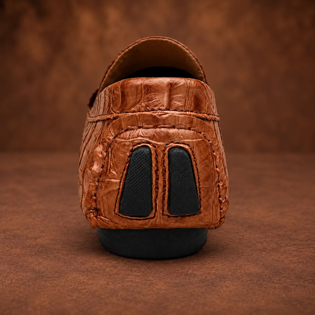 Textured Gold Accent Loafers