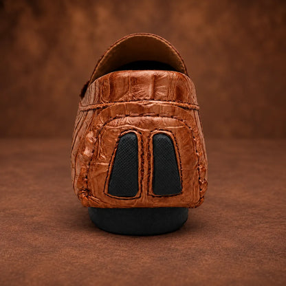 Textured Gold Accent Loafers