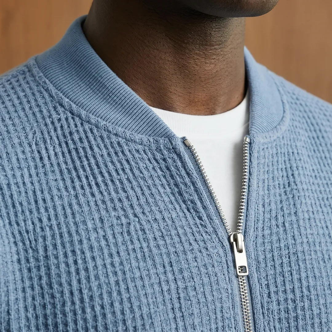 Waffle Knit Bomber Jacket