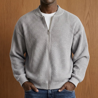 Waffle Knit Bomber Jacket