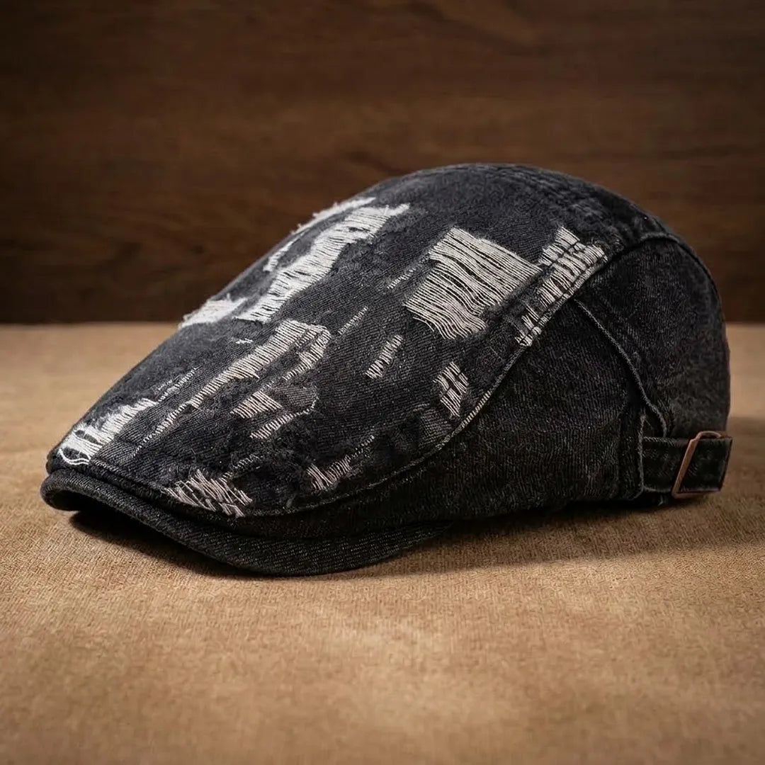 Washed Patch Flat Cap