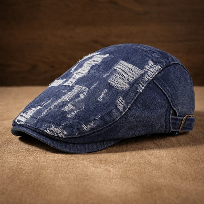 Washed Patch Flat Cap