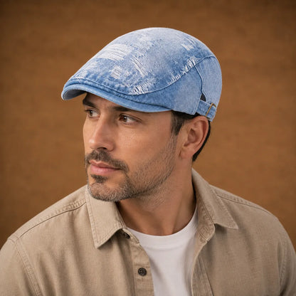 Washed Patch Flat Cap