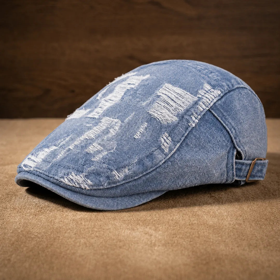 Washed Patch Flat Cap