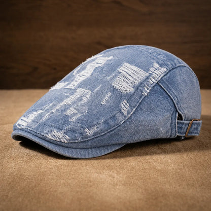 Washed Patch Flat Cap