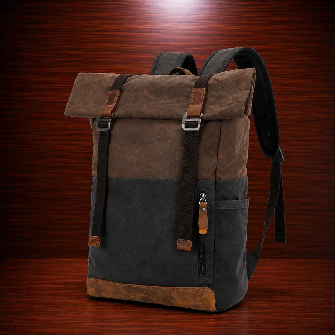 Waxed Canvas Roll-Top Backpack