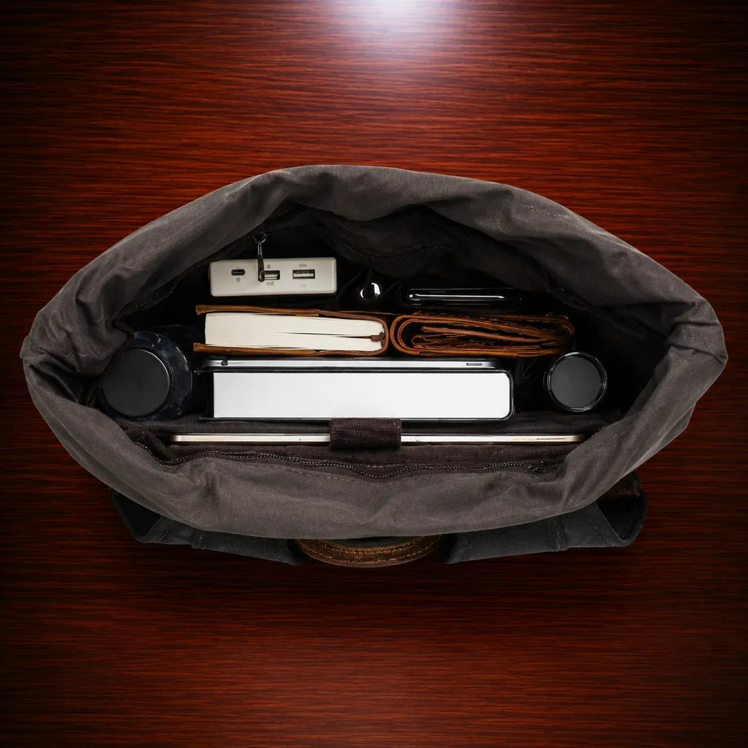 Waxed Canvas Roll-Top Backpack