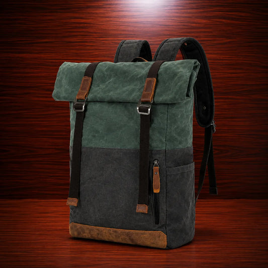 Waxed Canvas Roll-Top Backpack