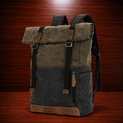 Waxed Canvas Roll-Top Backpack