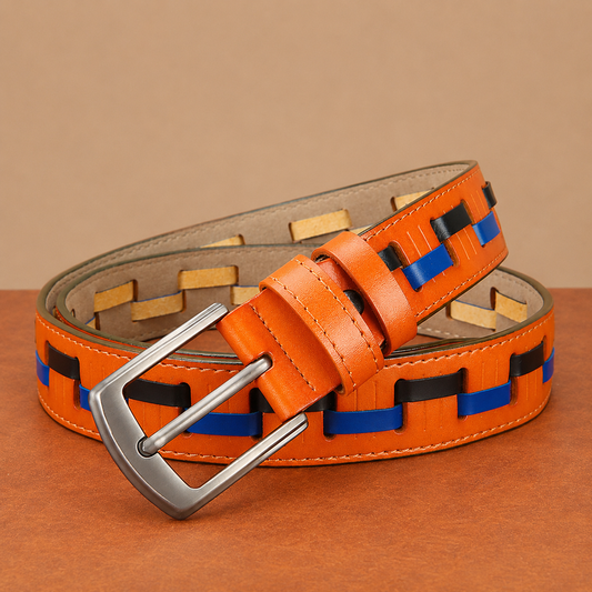 Woven Leather Casual Belt